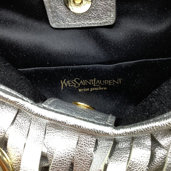 Saint Laurent Fringe Metallic Silver Leather Shoulder Bag - Picture 7 of 11